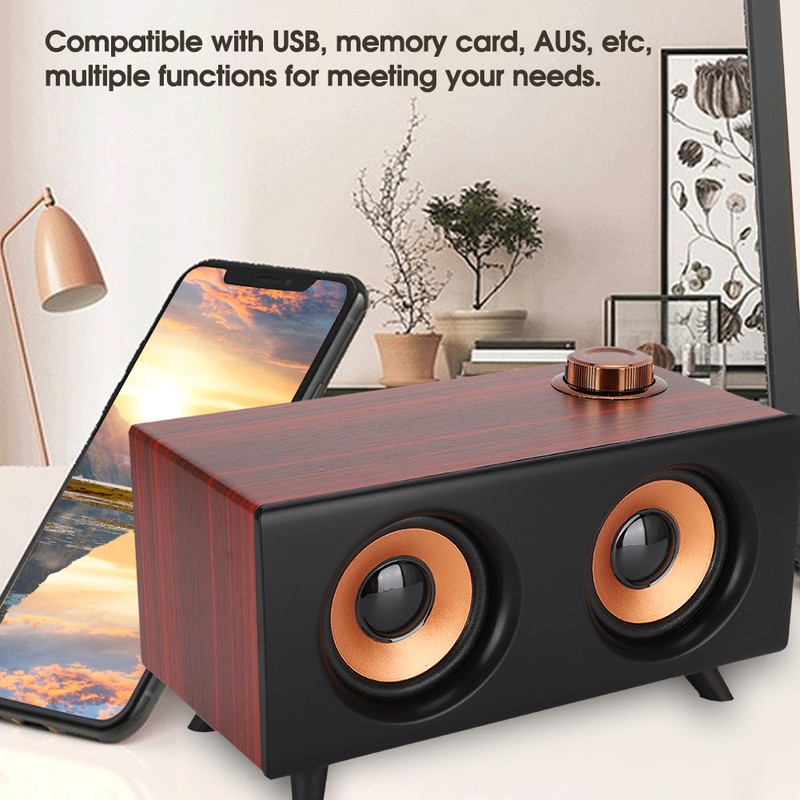 FT-3008 Retro Wooden Mini Bluetooth Speaker Wireless HIFI Stereo Player