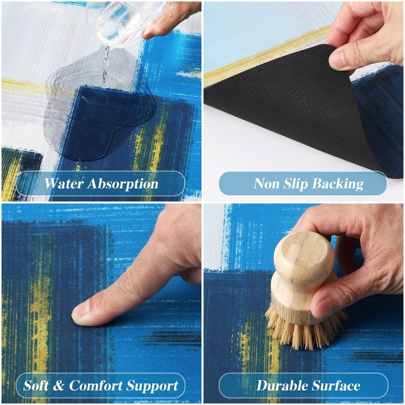 XLHOMO Kitchen Rugs Sets of 3, Non Slip Washable Kitchen