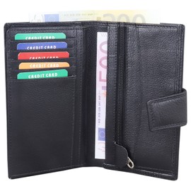 MORUCHA Clutch Wallet for Women Genuine Leather RFID Blocking High Capacity Cardholder M95 (Black)