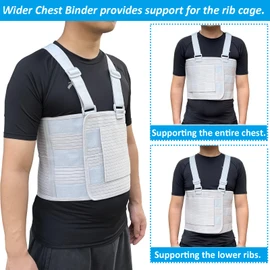 Rib Injury Chest Binder Brace for Cracked Ribs - Elastic Rib Support Belt for Men and Women - Rib Cage Support Belts Chest Compression Wrap for Bruised, Fractured or Dislocated Ribs Protection, Compression Wrap and Chest Support (Large ( Fits 41” - 51” ))