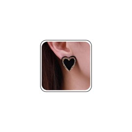 Inilbran Boho Onyx Heart Stud Earrings Vintage Black Enamel Heart Earrings Black Heart Statement Earrings Minimalist Love Heart Earrings Jewelry for Women and Girls