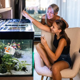 Fish Net for Fish Tank, 2Pack White 3Inch Fine Mesh Aquarium Net Aquarium Shrimp Nets with Extendable Stainless Steel Handle Small Tank Tool for Shrimp Bettas Square Round Debris Skimming Nets