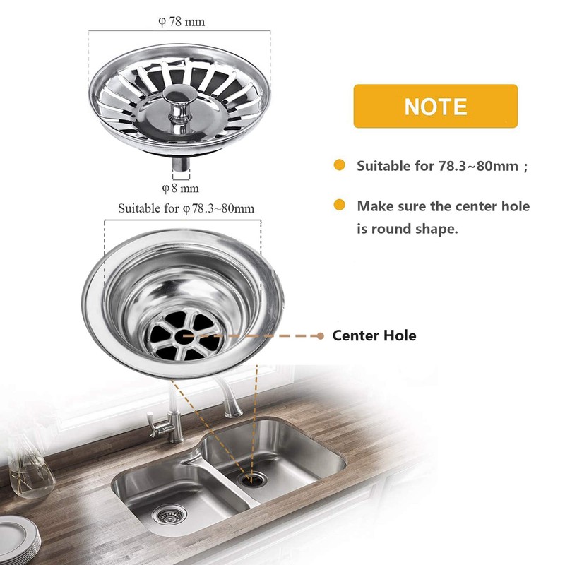Tomario Kitchen Sink Strainer Plug Stainless Steel Thicken for Kitchen
