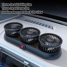 Fan for Car - Three-head Dashboard Fan Portable | 3 Adjustable Wind Speeds, Electric Hot Weather Cooling Device for Trucks