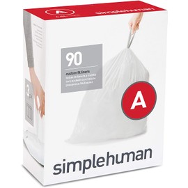 simplehuman Code A Custom Fit Drawstring Trash Bags, 4.5 Liter / 1.2 Gallon, White, 90 Count
