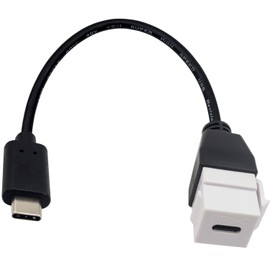 Poyiccot USB C keystone Jack Cable, USB 3.1 Type C Male to USB C Keystone Insert Female M/F Pigtail Extention Keystone-to-Cable for Wall Plate Connectors Cable (USB C to USB C keystone)