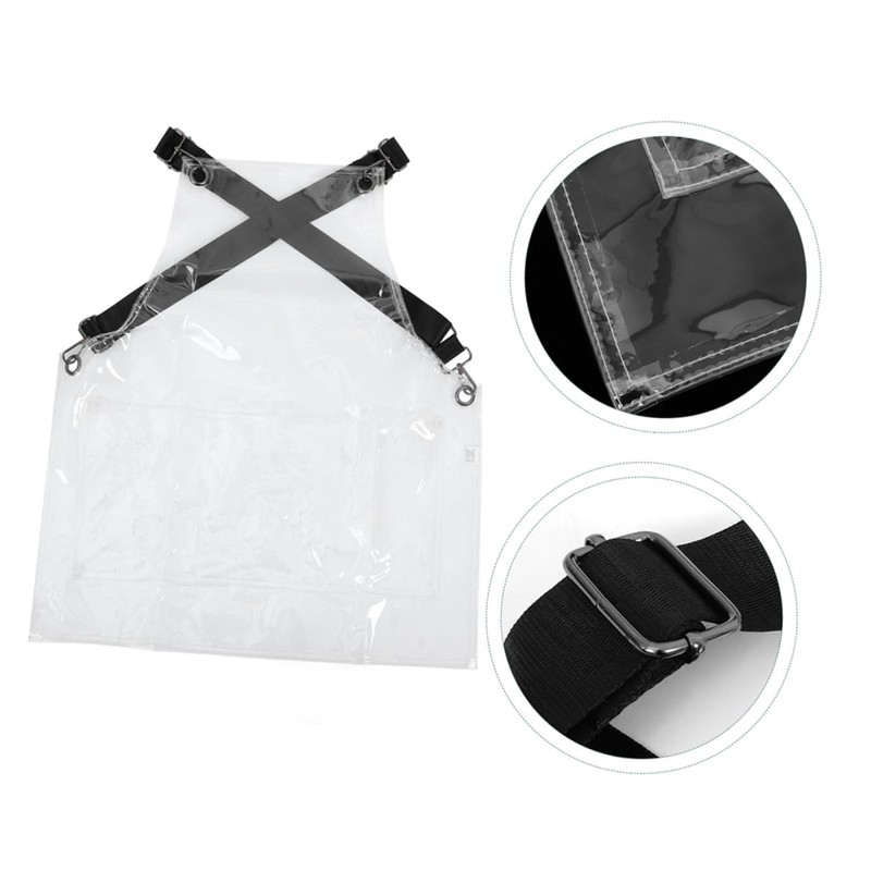 FOMIYES Clear Apron With Pockets Transparent Hair Salon Apron For