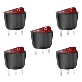 SCOOYUCK Pack of 5 Rocker Switches Rocker Switch Round SPDT 23 mm 3-Pin ON/ON 12 V 24 V 125 V 250 V Rocker Switch for Car Boat Household Appliances (Red)