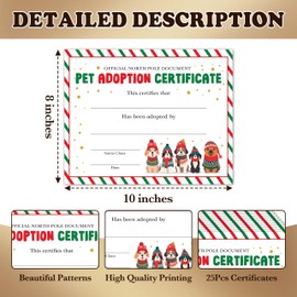 Pet Adoption Certificates, 25 Pcs Christmas Adopt A Pet Certificate, Christmas Gifts for Kids, Puppy Dog Adoption Party Decorations Favors Supplies Decorations, 23