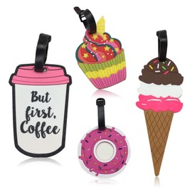 Luggage Tags for Kids, Suitcase Luggage Labels PVC with Cartoon, Children Travel Baggage Tags ID Name Identifier for Suitcase/Backpack/Travel Bag/Handbag (4 pcs)