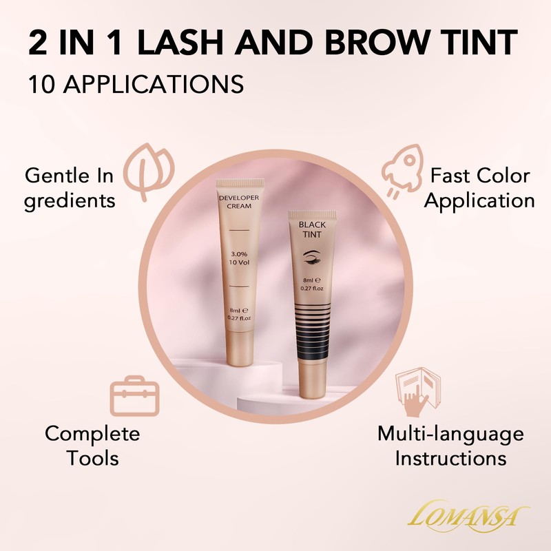 Lomansa Eyelash Tint, Lash Tint Kit, 2 in 1 Eyebrow