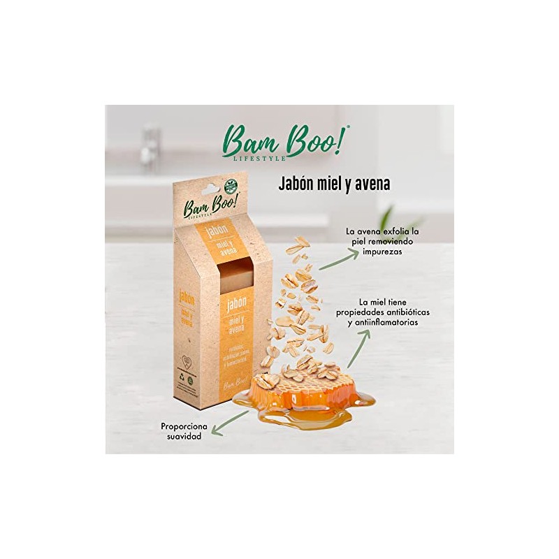 Jabón Artesanal Natural Miel y Avena 100 g Bam Boo!
