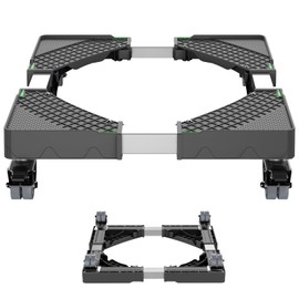 HQO LOVL Mini Fridge Stand with 4 Locking Wheels 15.7"-23.6" Adjustable Dolly Washing Machine Stand Universal Stand Base for Furniture Portable Refrigerator Dryer Stand (Black)
