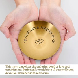 19th Anniversary Bronze Gifts,19 Year Wedding Anniversary for Her Him,Engraved Ring Dish for Couple Wife Husband – 19 Year Wedding Bronze Gift for Women Men,Christmas Valentines Birthday Present