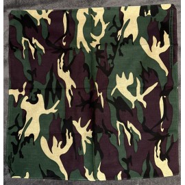 Kaiser GREEN ARMY CAMO CAMOUFLAGE BANDANNA BANDANA Head Wrap Scarf  22" x22” KAISER