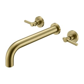 SUMERAIN Bathroom Wall Mounted Tub Filler Faucet Brushed Gold Bathtub Faucet Set with Brass Rough in Valve
