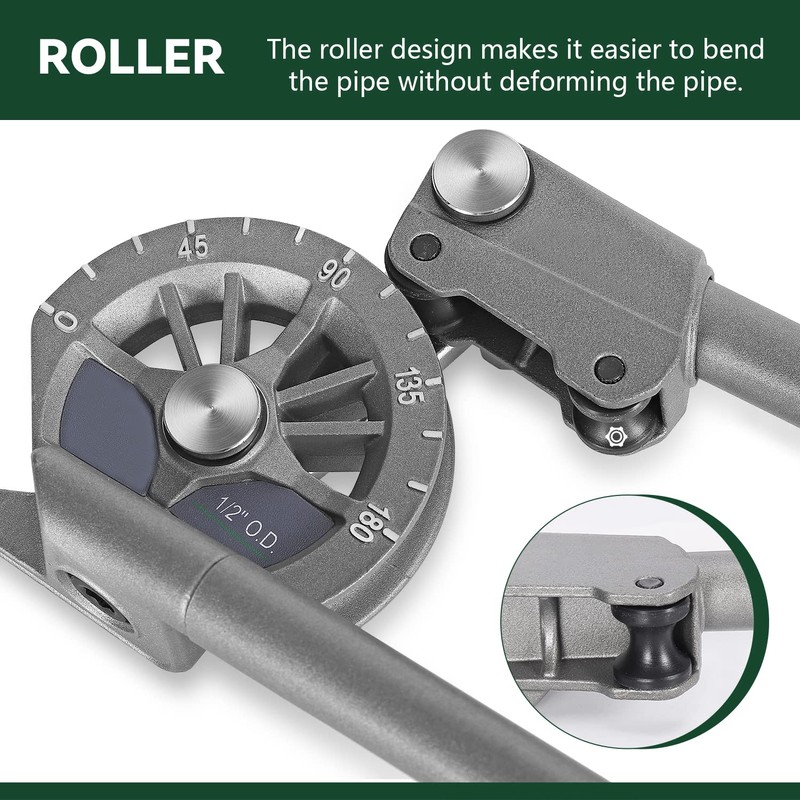 Antstone 1/2” OD Tubing Bender Roller Type Pipe Bender 180°