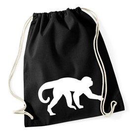 Huuraa Gym Bag Monkey Silhouette Gift Backpack 12 Litres Cotton Monkey Gift Idea, black, Unit size