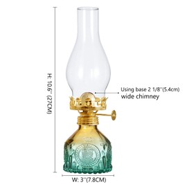 Rustic Oil Lamp Lantern Large Classic Kerosene Lamp Vintage Color Glass Kerosene Lamp Chamber Oil Lamps with 3/8" Lamp Wick for Indoor Use Home Decor Lighting (Green)