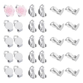 UNICRAFTALE 30Pcs Stainless Steel Clip-on Earring Findings Flat Round Blank Tray Earrings Flat Pad Base Blank Earring Components Non-Pierced Earrings Converters for Earring Jewelry Making Tray 9.8mm