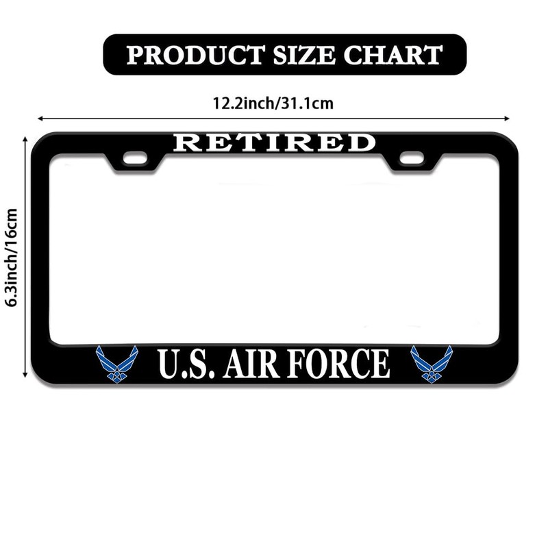 2 Pcs License Plate Frame for Retired US Air Force
