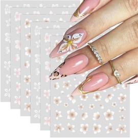 Spring Summer Flower Nail Art Stickers Flowers Nail Decals 3D Self-Adhesive Flowers Nails Designs DIY Manicure Decoration Supplies Charms Simple Style Sticker for Women and Girls