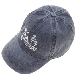 MIRMARU Gorro de béisbol para papá, de algodón lavado clásico, de perfil bajo, bordado, ajustable, gorras de béisbol, Live Love Camp - Azul marino, One Size