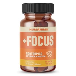 Humanimo Focus Suplemento Alimenticio Natural Mejorar Memoria Concentración Enfoque Teanina Bacopa Vitamina Noótropico Claridad Mental Cápsulas