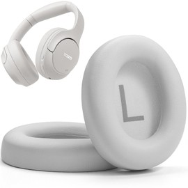 TOZO HT2 Replacement Earpads Cushion, Softer Protein Leather Ear Cover Waterproof for Comfortable Fit with Dustproof Mesh, Sound-Isolation Foam White