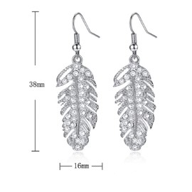 Leaf Statement Earrings for Women, Feather Earrings for Girls, Bohemian Leaf Earrings, Boho Feather Stud Earrings, Leaf Feather Drop Earrings, Cute Feather Leaf Jewellery, Zinc