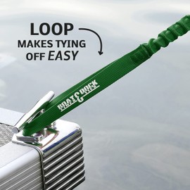 Boat Lines & Dock Ties Bungee Boating Dock Ties, One Loop and Hook, Pack of Two, Made in USA (Green, 36" Hook and Loop)