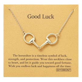 SIYOMONT Horse Necklace 14K Gold Plated Snaffle Bit Snaffle Bit Pendant Necklace Jewelry Gift for Women, Gold, Brass, No Gemstone