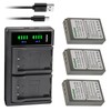 Kastar 3-Pack Battery and LTD2 USB Charger Compatible with Olympus