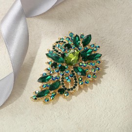 EVER FAITH - Broche Pin para Mujer Cristal Austríaco Boda Flor Hoja