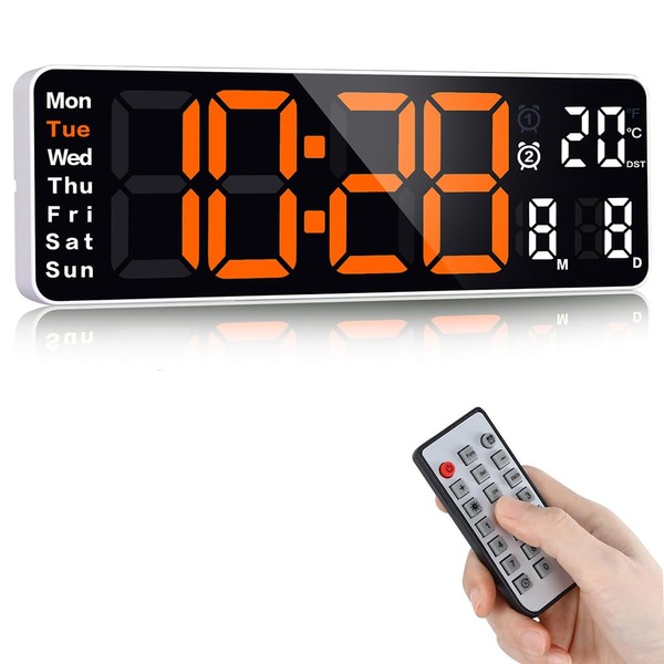Fuloon 13 inch Large Digital Wall Clock, Digital Alarm Clock,