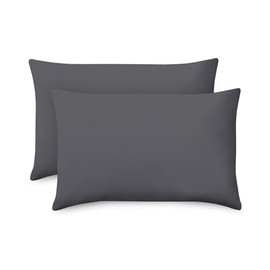 Cushion Cover 40 x 70 cm, Grey, Set of 2 Pillowcases, Premium Mako Cotton, Pillow Cover for 70 x 40 cm Pillow, Pillowcase for Side Sleeper Pillow/Neck Pillow, Oeko-Tex Certified