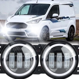 CHUSYYRAY Compatible with Ford Transit Connect Fog Lights Assembly 2010 2011 2012 2013 2014 2015, Front Bumper DRL Turn Signal LED Fog Light, 6000K IP67 Waterproof, 300% Brightness, Pack of 2