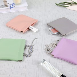 6 pcs pocket cosmetic bag squeeze top Glorihoby pocket cosmetic bag for women girls Self Closing Makeup Pouch Cute mini makeupbag Waterproof Portable small makeup bag for purse Travel Storage bag, D