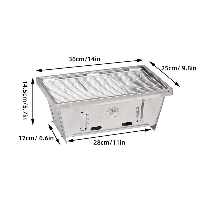 SUN-YE Stainless Steel Grilling Grate, Foldable BBQ Grill, Barbecue Stove,