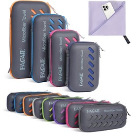 BAGAIL Camping Towel with EVA Case, Compact & Ultra Soft Microfiber Travel Towel - Super Absorbent & Lightweight Quick Dry Towels for Sports, Beach, Gym, Backpacking, Hiking - Light Purple, XXL