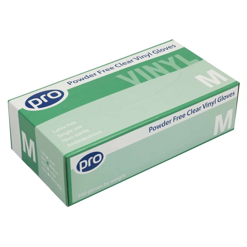 Pro Powder Free Clear Vinyl Gloves M