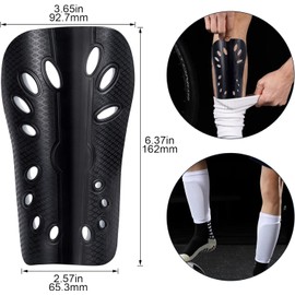 LimCryspp 2 Pair Soccer Shin Guards, Calf Protective Gear Shin Guards Lightweight and Breathable Shin Guard Sleeves Adults and Kids, Protective Football Gear Shin Pads (Black)
