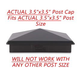 3.5" x 3.5" Heavy Duty Aluminium Pyramid Post Cap for True/Actual 3.5" x 3.5" Wood Posts - Black (Works ONLY with Actual 3.5" x 3.5" Posts. Will NOT Work with Actual 4" x 4" Posts)