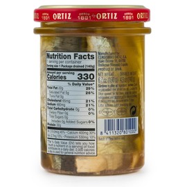 Ortiz Sardines A la Antiqua 'Old Style', Moist and Tender, Wild Caught in Spain and Hand-Packed in Premium Extra Virgin Olive Oil, Enjoy in Salads, Sandwiches and on Toast, 6.7oz Jar (Pack of 1)