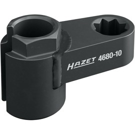 HAZET Exhaust Sensor Insert 4680-10, 1/2 Inch Double Square, SW 20 mm, Outer Hexagon, for Lambda Probes, NOX Sensors, Particulate Filter Sensors