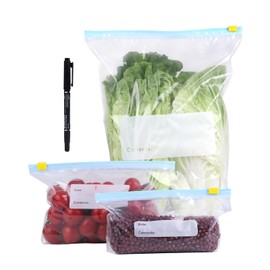 LALAGO Freezer Bags Zipper Reusable, Set of 60 Food Bags, Freezer Bags, Storage Bags, Reusable Fresh Bags, Sandwich Bags, Kitchen Bags for Vegetables, Milk