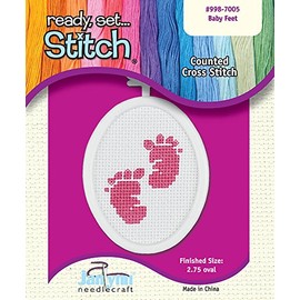 The Janlynn Corporation Ready, Set...Stitch Baby Feet Counted Cross Stitch Kit with Frame