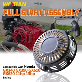 WOTIAN Recoil Starter Pull Start Compatible with Honda GX340 GX390 GX610 GX620 11hp 13hp 28400-ZE3-W01ZB Generator Replaces Red