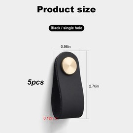 VIVIIHOO Pack of 5 Leather Handles for Furniture - Handmade Cabinet Handles Leather Handles Furniture Handles for Kitchen Cabinets and Wardrobes, Includes Screws