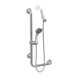 PULSE ShowerSpas 4001L-SSB ErgoSlideBar with Hand Shower, ADA Compliant, Left-Hand Grip, Brushed Stainless Steel